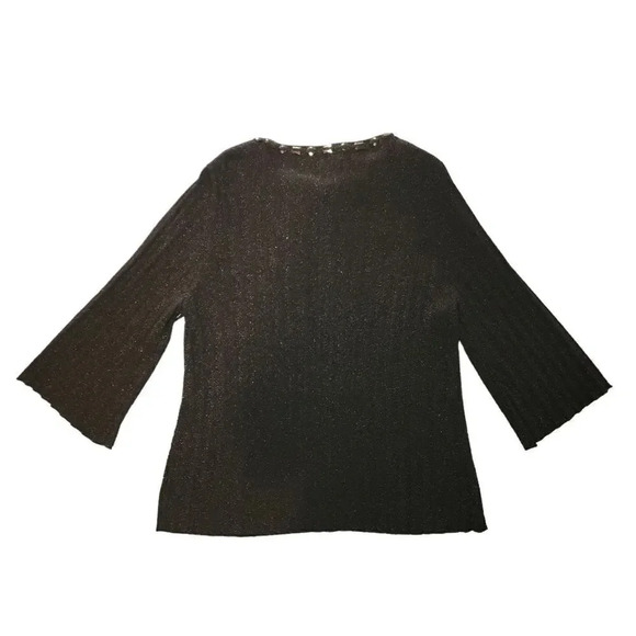 WD.NY Women's Black Viscose Long Sleeve Shimmer Comfort Cardigan Top Size Small - Picture 2 of 7